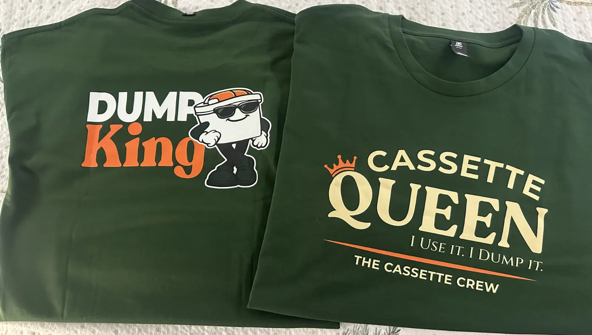 Two folded Cassette Crew tees side by side