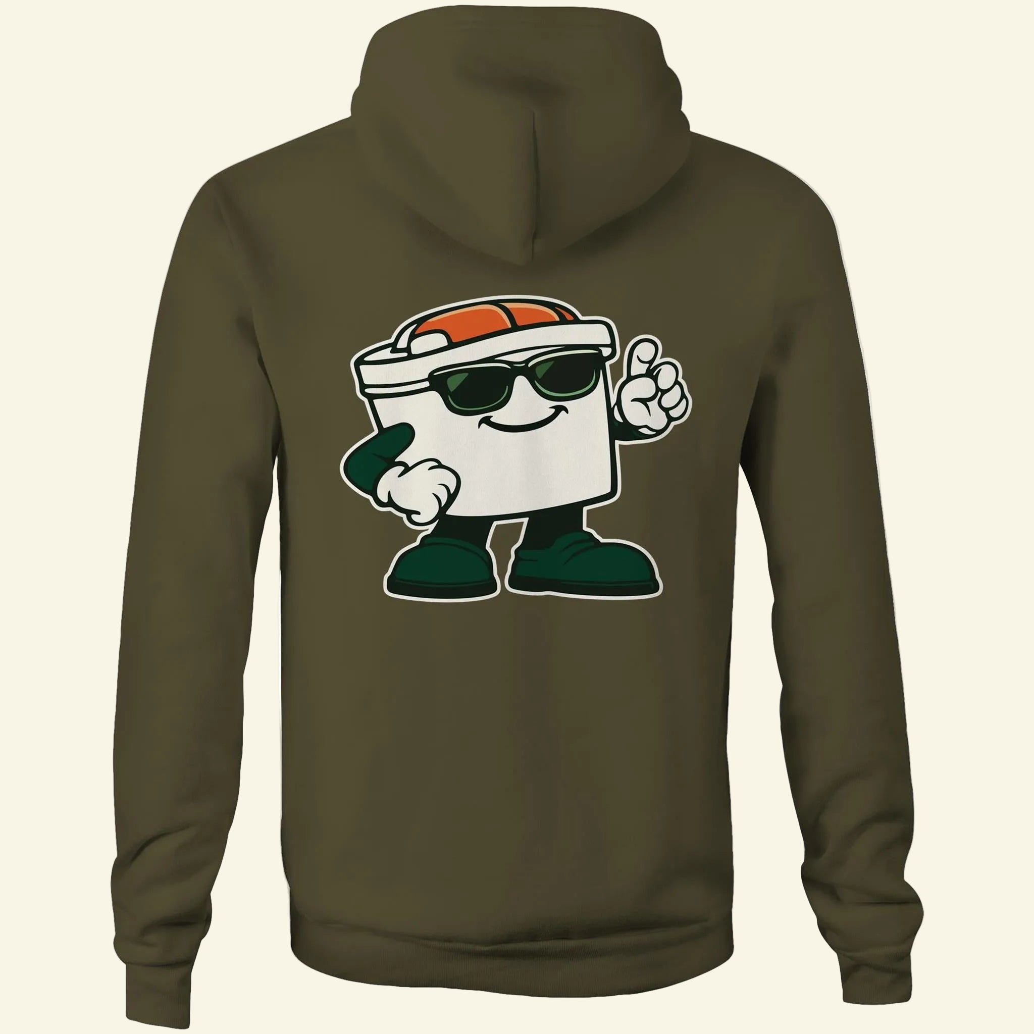 Captain Cassy Hoodie - Army - Back - The Cassette Crew