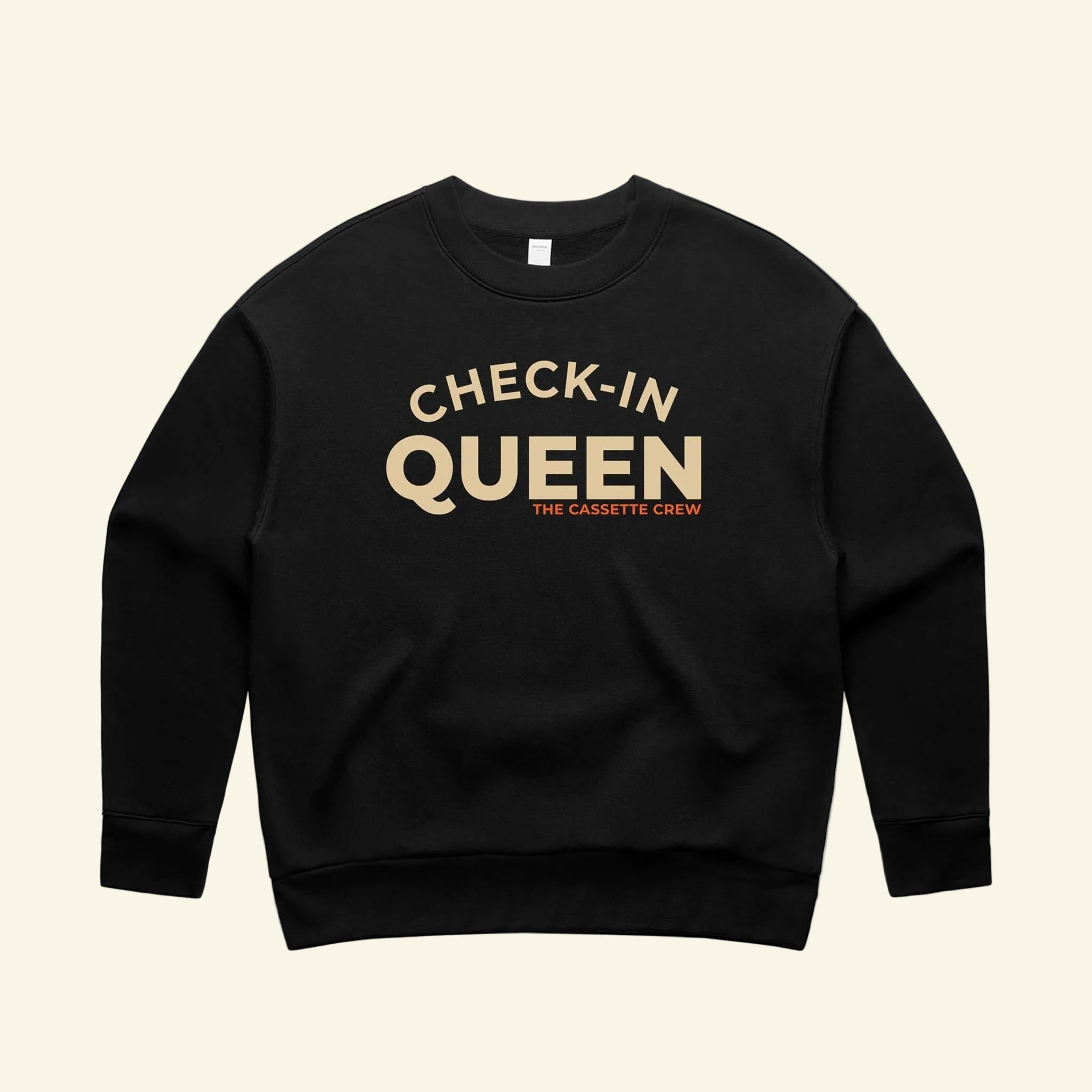 Check-in Queen Crew - Black - Front - The Cassette Crew