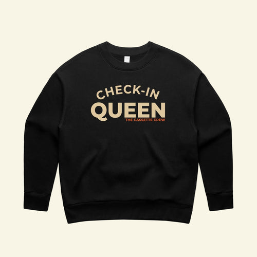 Check-in Queen Crew - Black - Front - The Cassette Crew