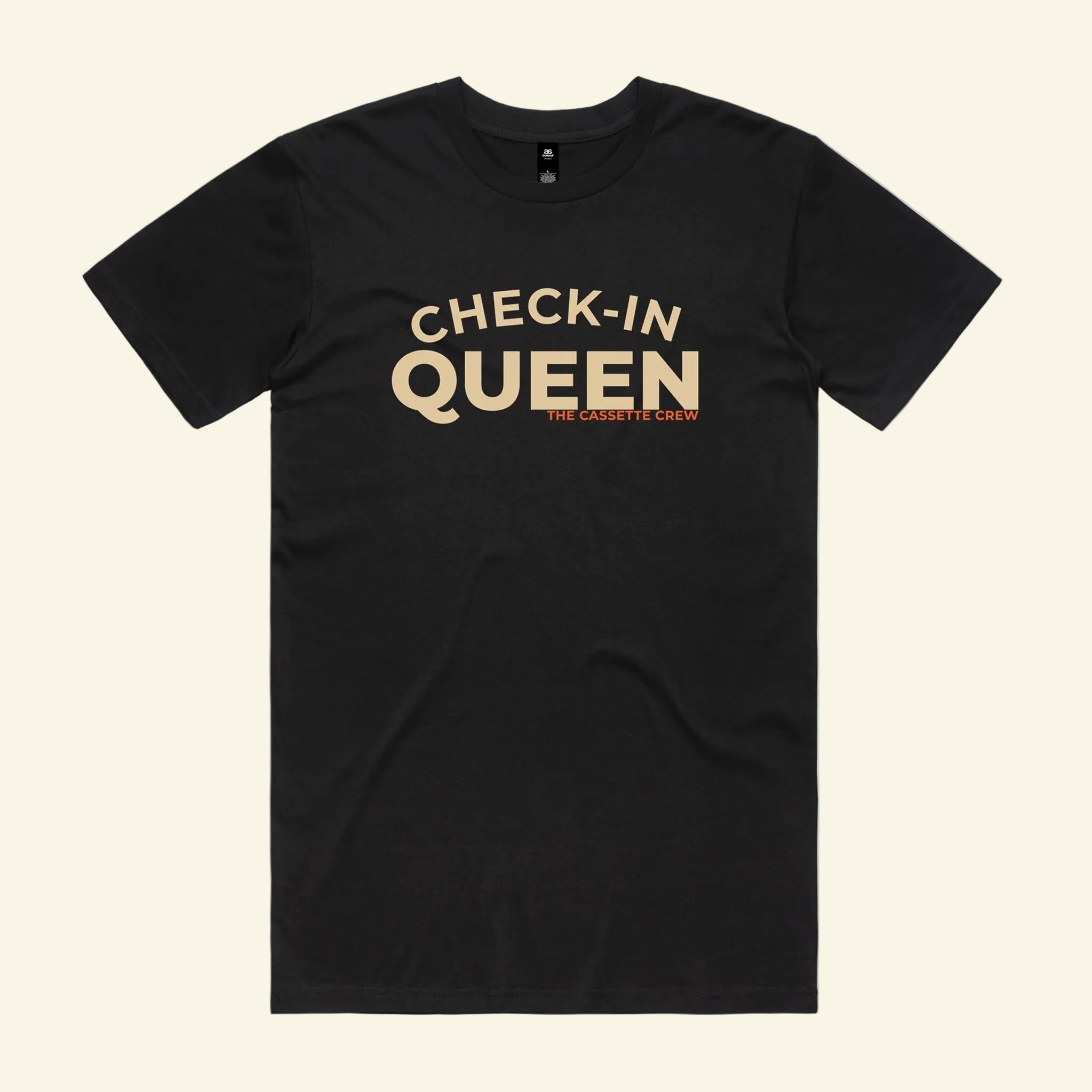 Check-In Queen Tee - The Cassette Crew - Black - Premium RV and caravan lifestyle apparel