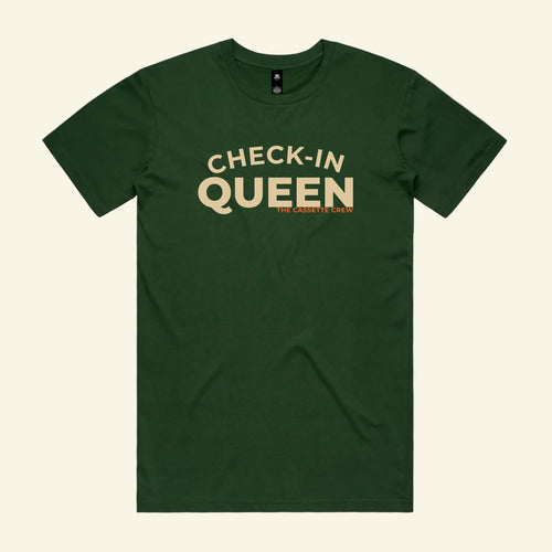 Check-In Queen Tee - The Cassette Crew - Forest Green - Premium RV and caravan lifestyle apparel
