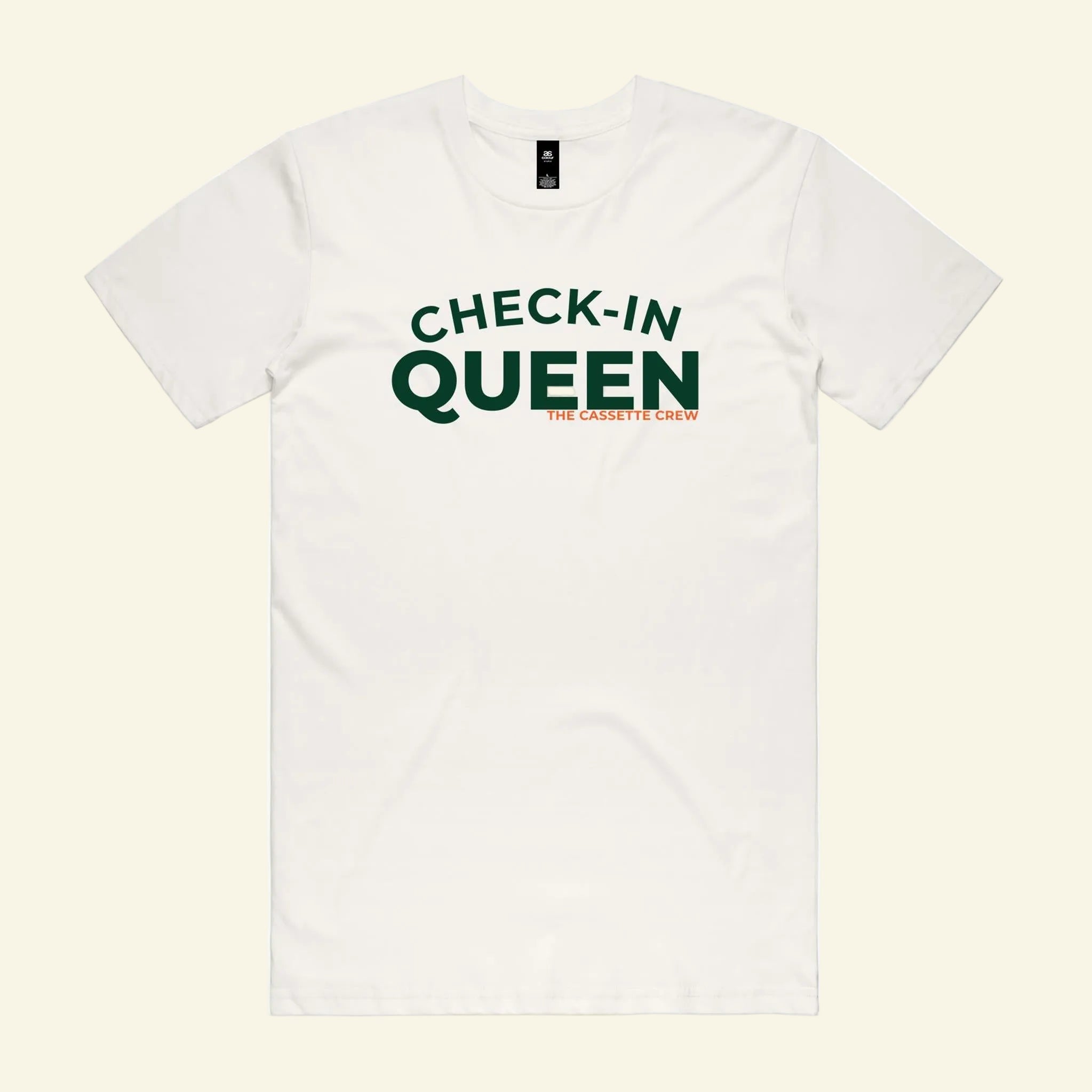 Check-In Queen Tee - The Cassette Crew - Natural - Premium RV and caravan lifestyle apparel