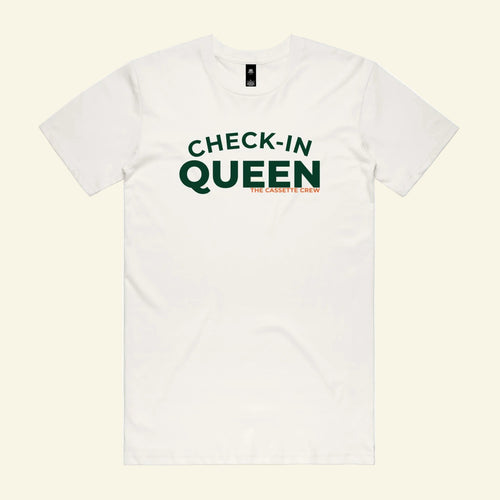 Check-In Queen Tee - The Cassette Crew - Natural - Premium RV and caravan lifestyle apparel