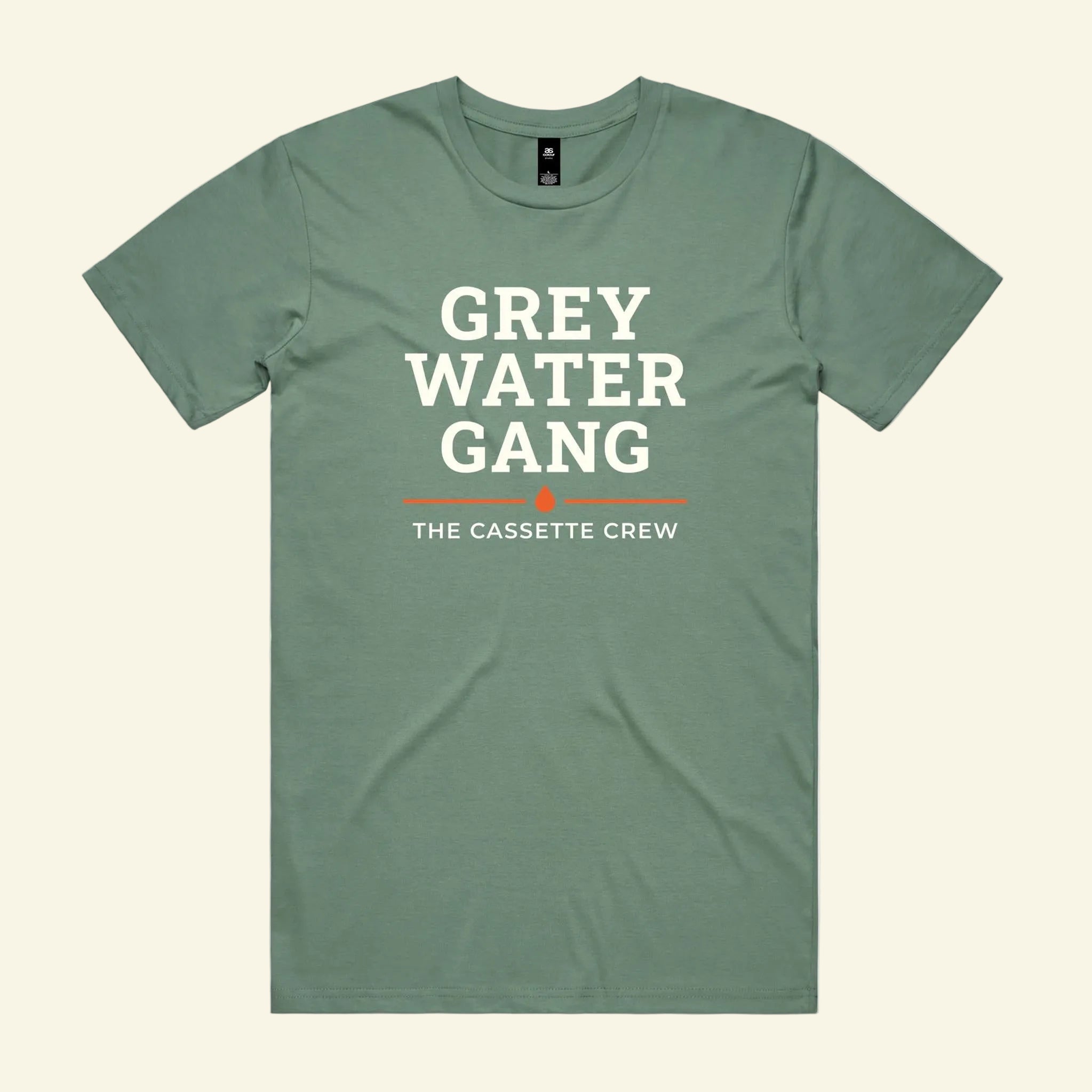 Grey Water Gang Tee - The Cassette Crew - Sage - Premium RV and caravan lifestyle apparel