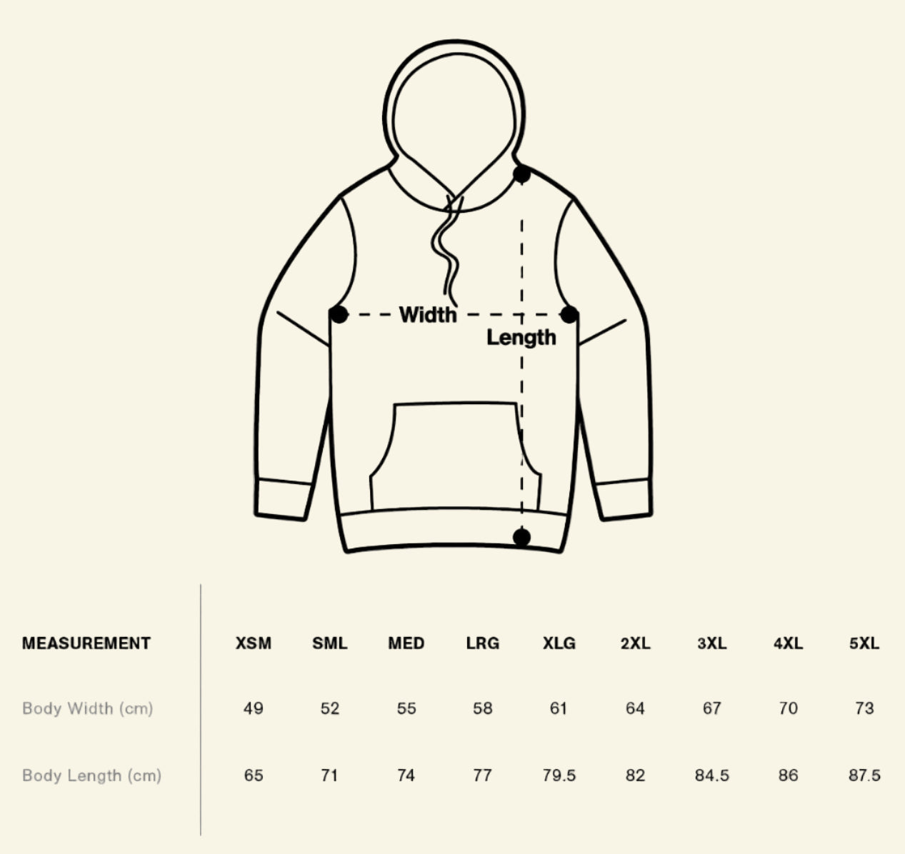 The Cassette Crew - Hoodie - Size Guide
