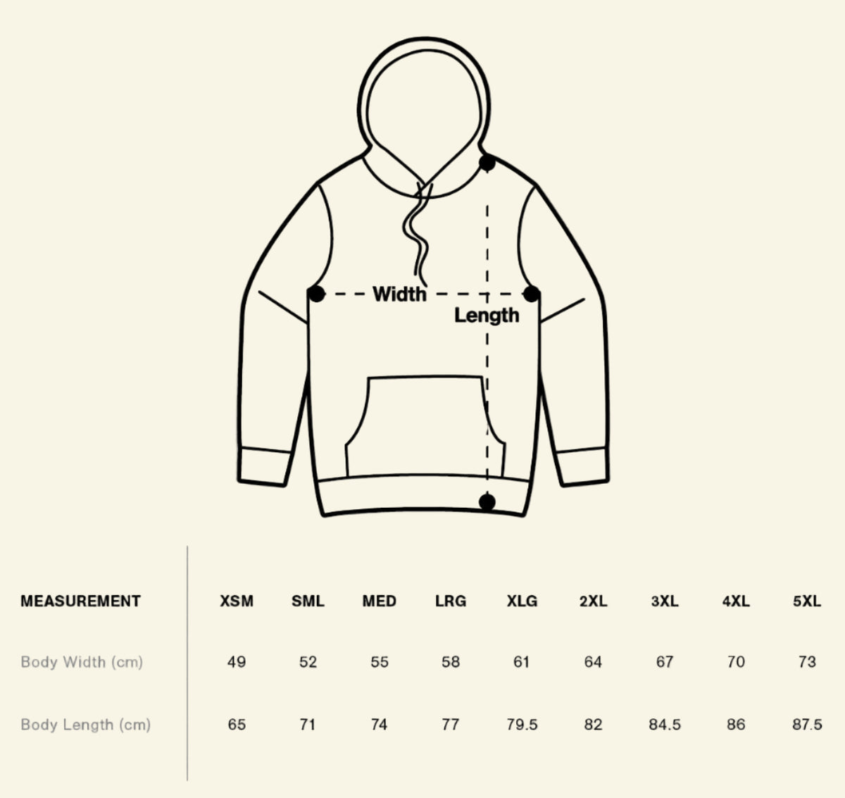 The Cassette Crew - Hoodie - Size Guide