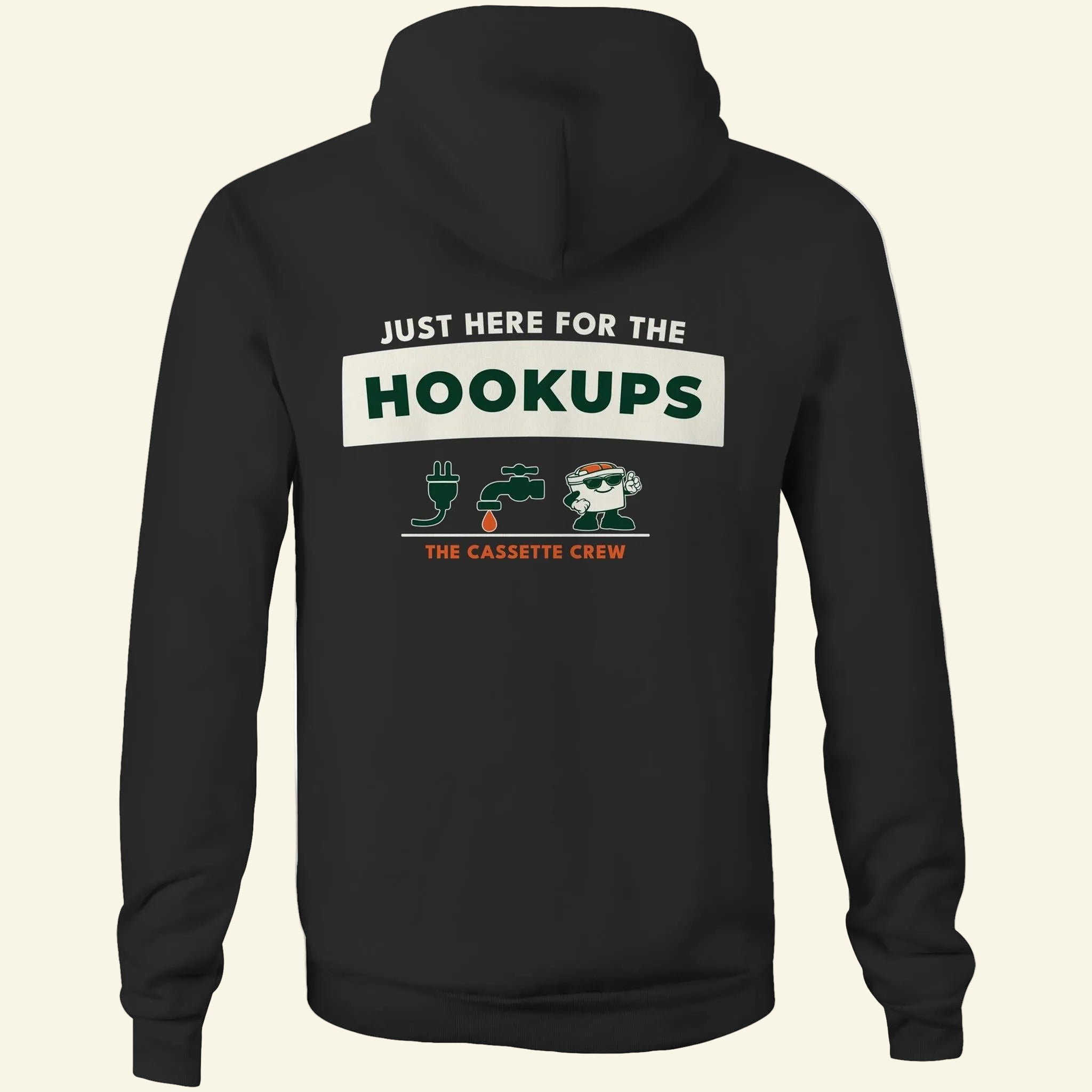 Hookups Hoodie - Black - Back - The Cassette Crew