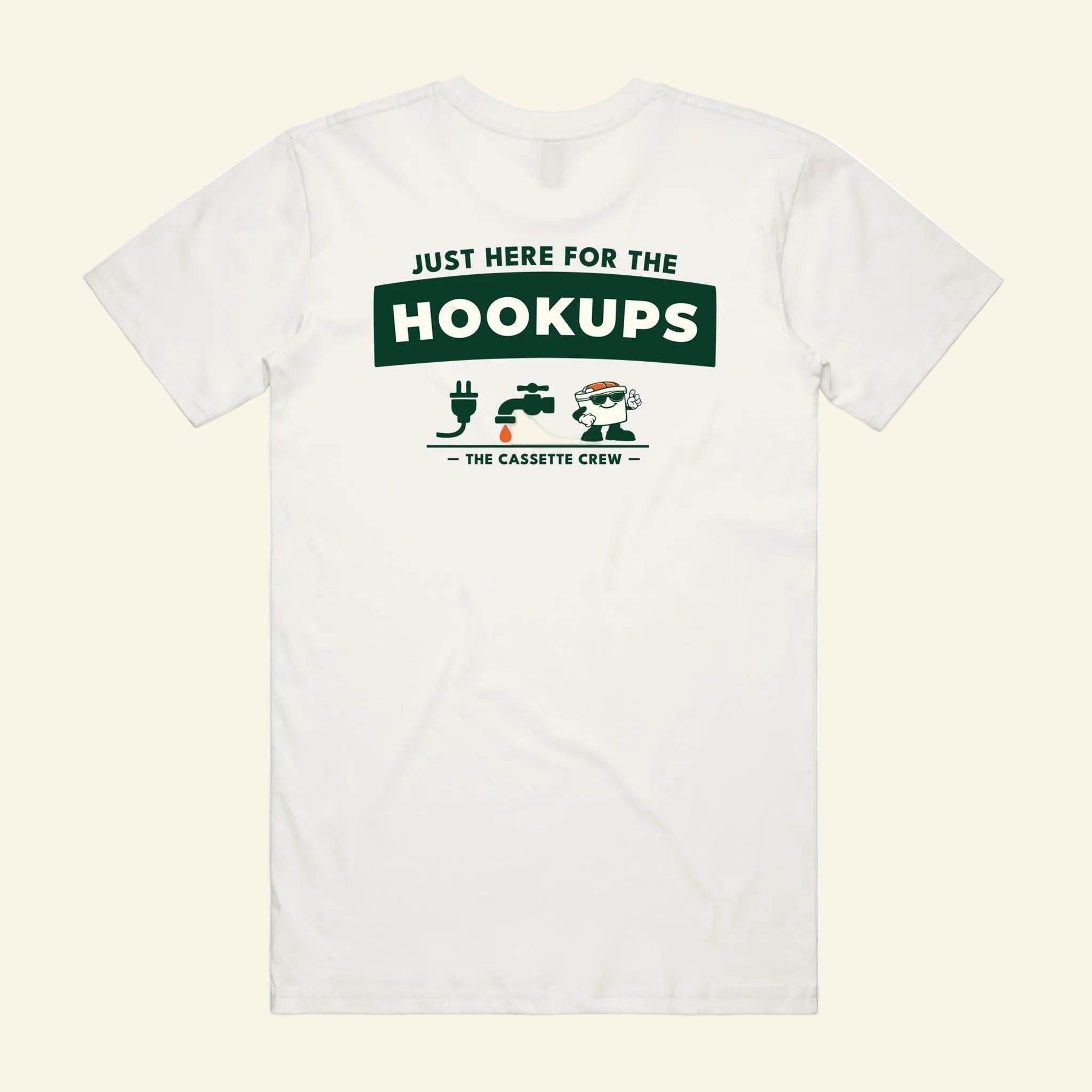 Hookups Tee - The Cassette Crew - Natural - Premium RV and caravan lifestyle apparel