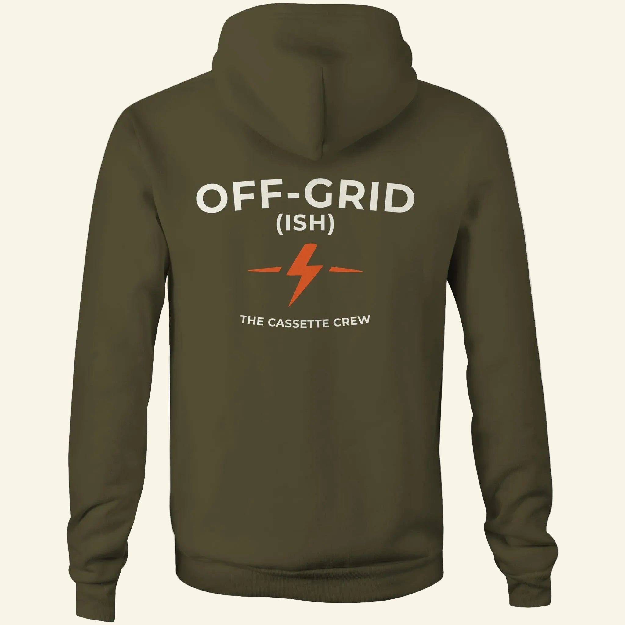 Off-Grid (ish) Hoodie - Army - Back - The Cassette Crew