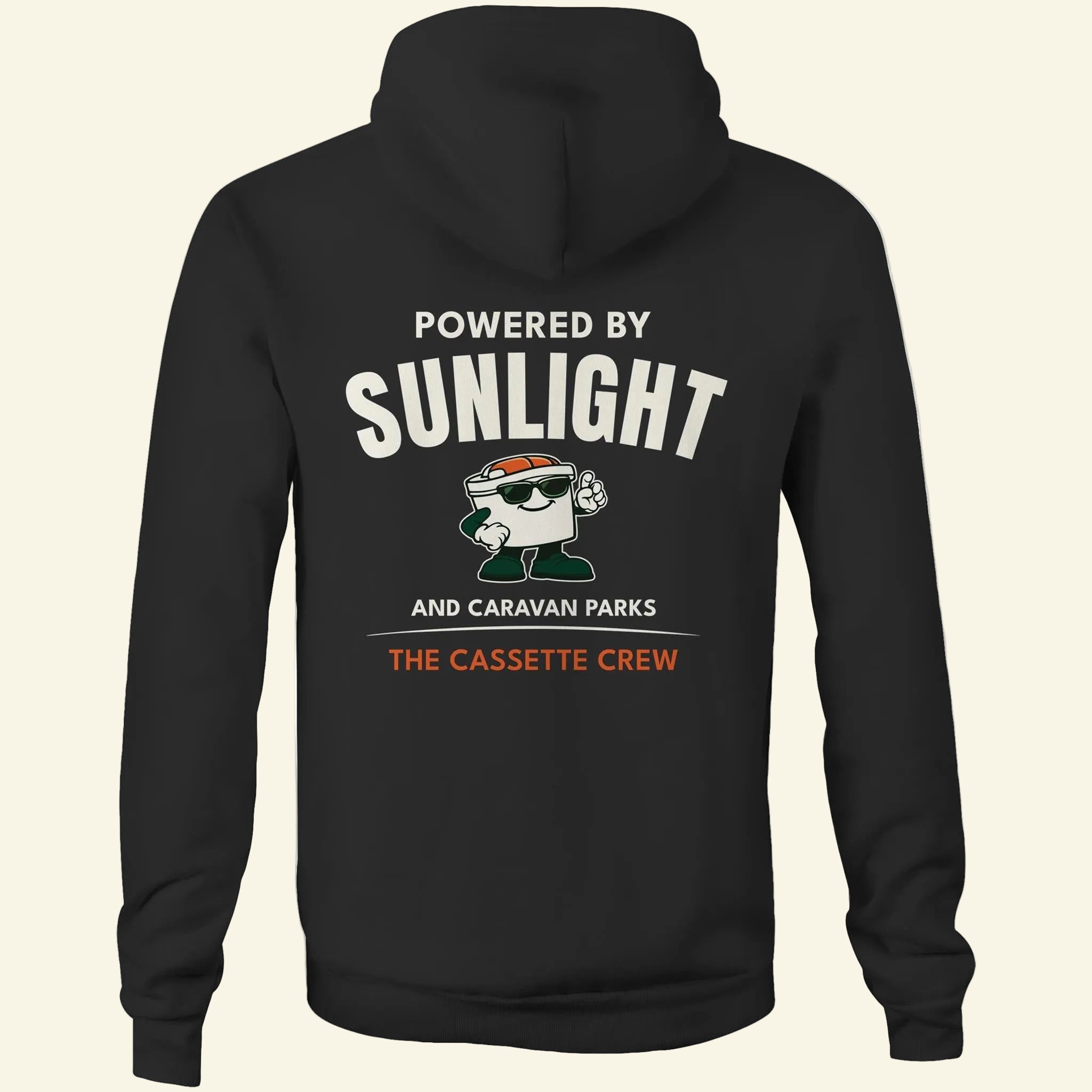 Powered by Sunlight Hoodie - Black - Back - The Cassette Crew