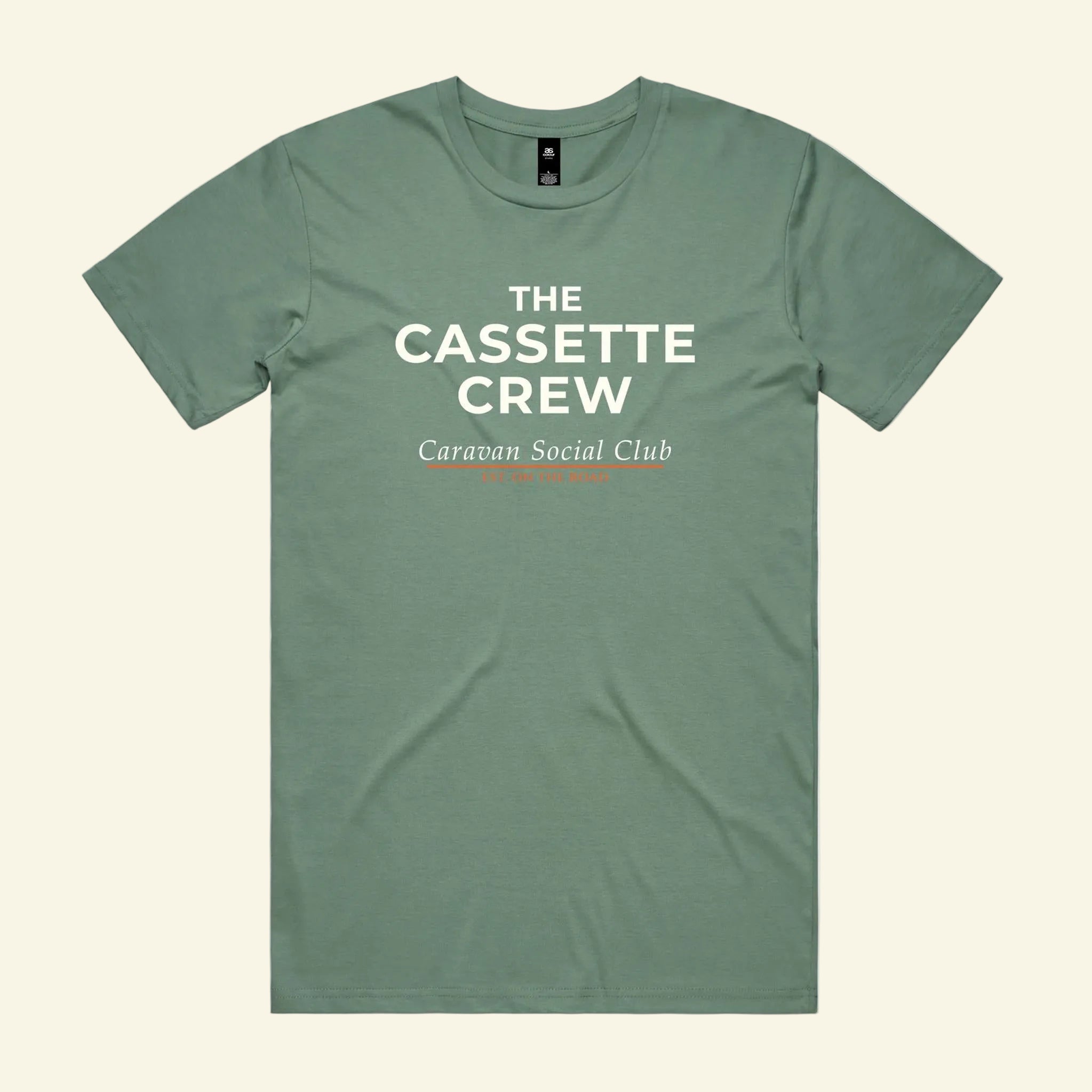 Social Club Tee - The Cassette Crew - Sage - Premium RV and caravan lifestyle apparel